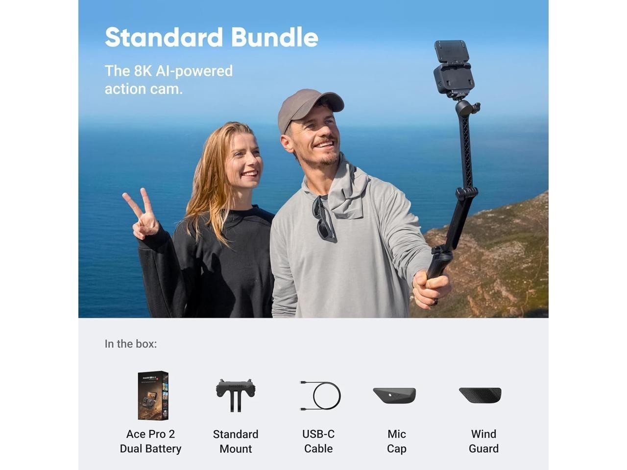 Insta360 Ace Pro 2, 8K AI-Powered Action Camera, Standard Bundle w/ Single