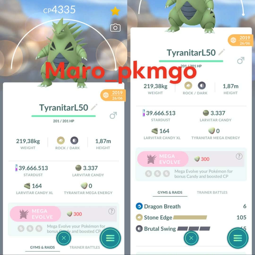 Pokemon Tyranitar LV50 3 moves in 2020, 2019 or 2018 -TRA'DE Lucky guaranteed GO