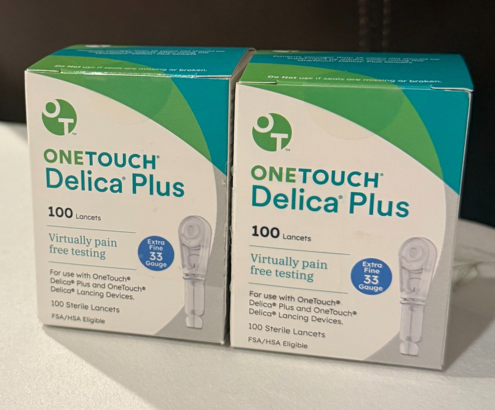100 OneTouch Lancets Delica Plus Extra Fine 30/33 Gauge 19 Boxes