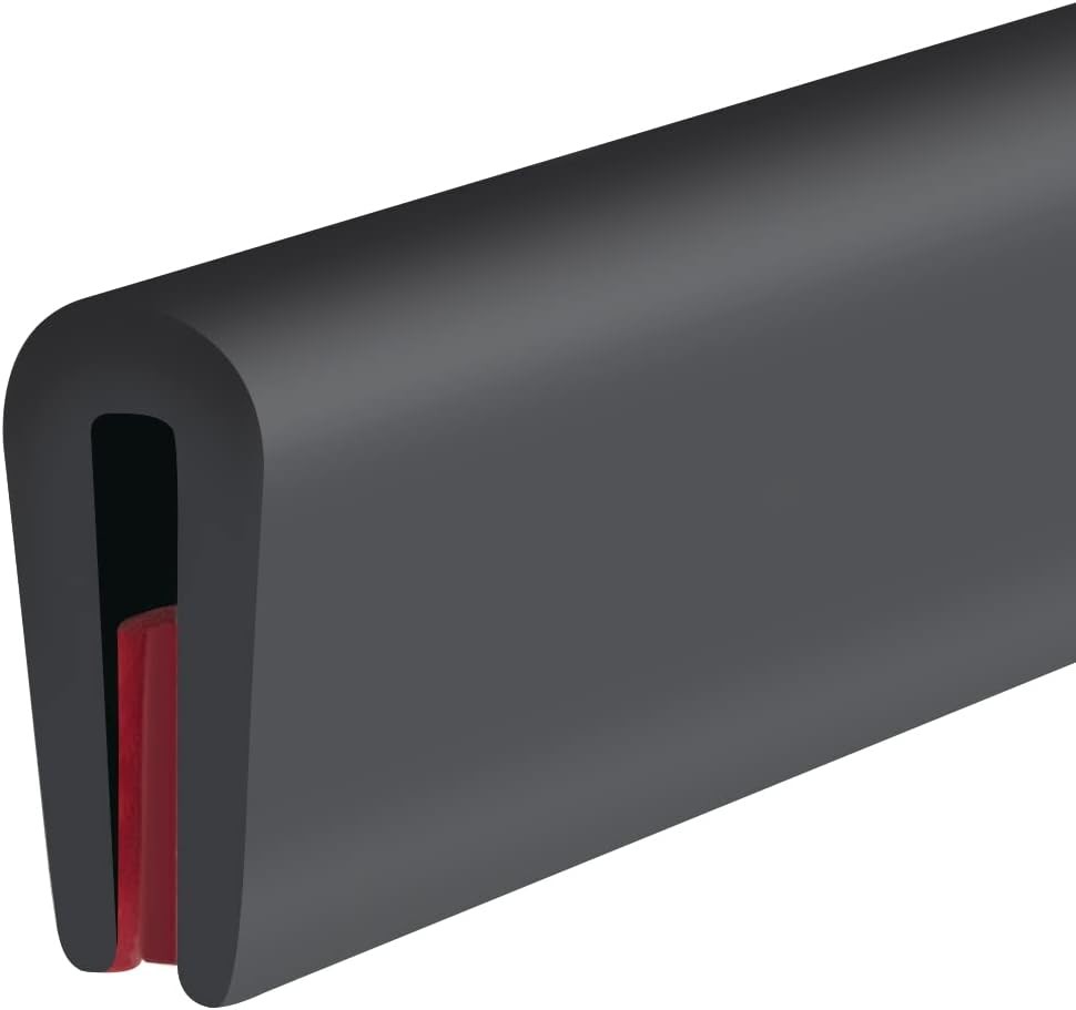 Rubber Edge Trim U Channel, Self Adhesive Sheet 1/16" x 10'L, Black