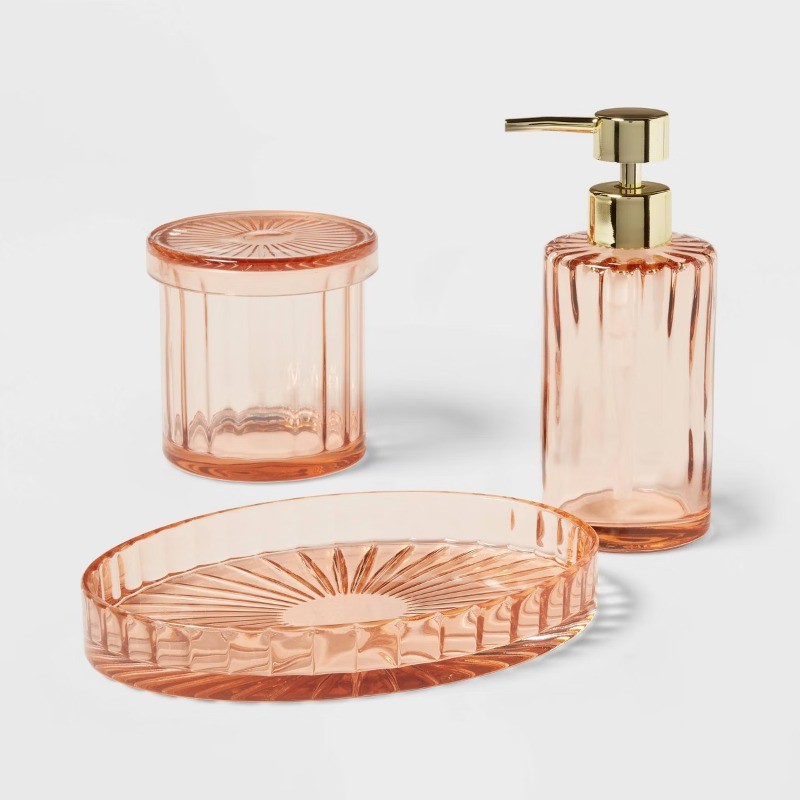 Colored Glass Bath Tray Pink