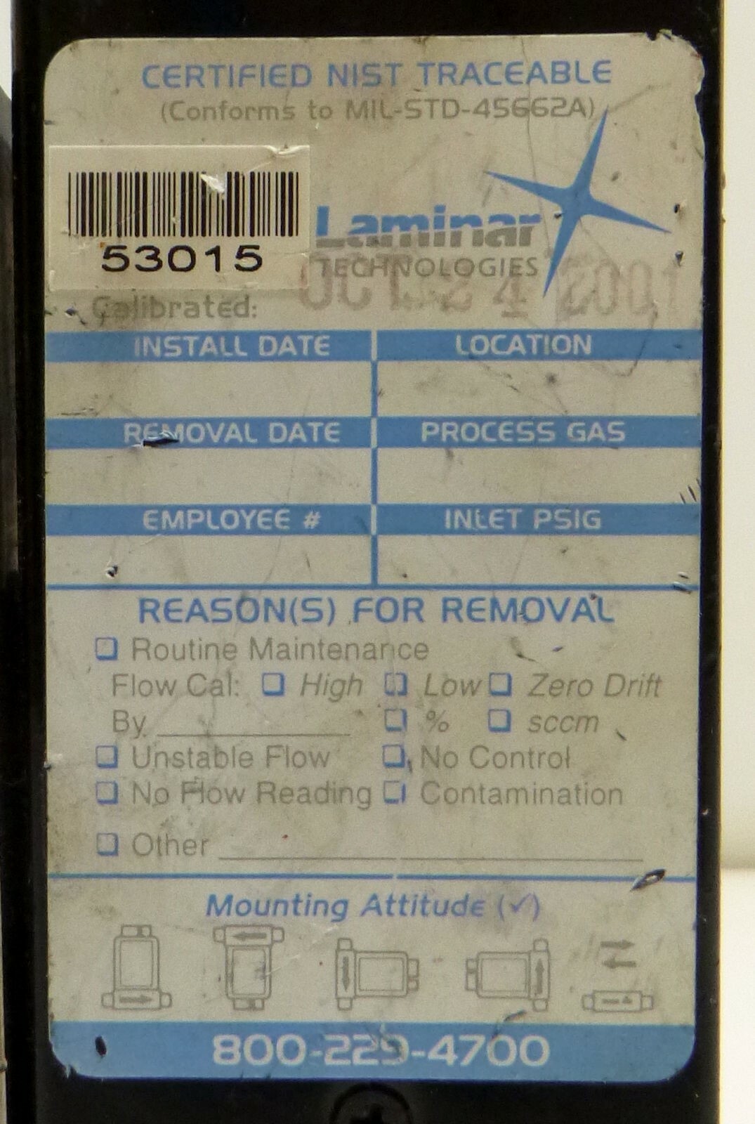 Unit Instruments UFC-1100A Mass Flow Controller, Gas: N2, Range: 5 SLPM