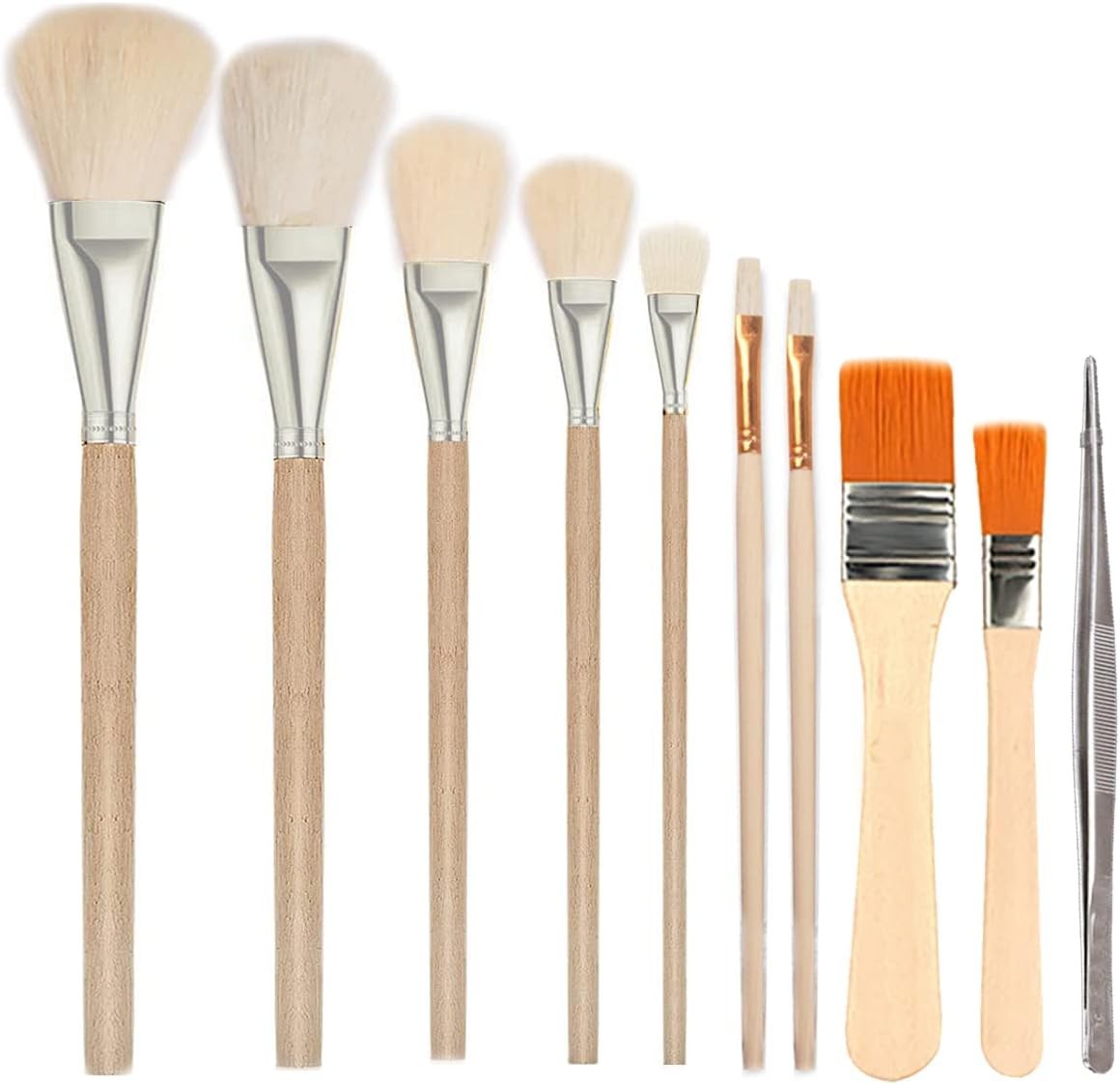 7 PCS Assorted Size Gilding Brush Set, Gold Leaf Goat Hair Painting Brush Metall