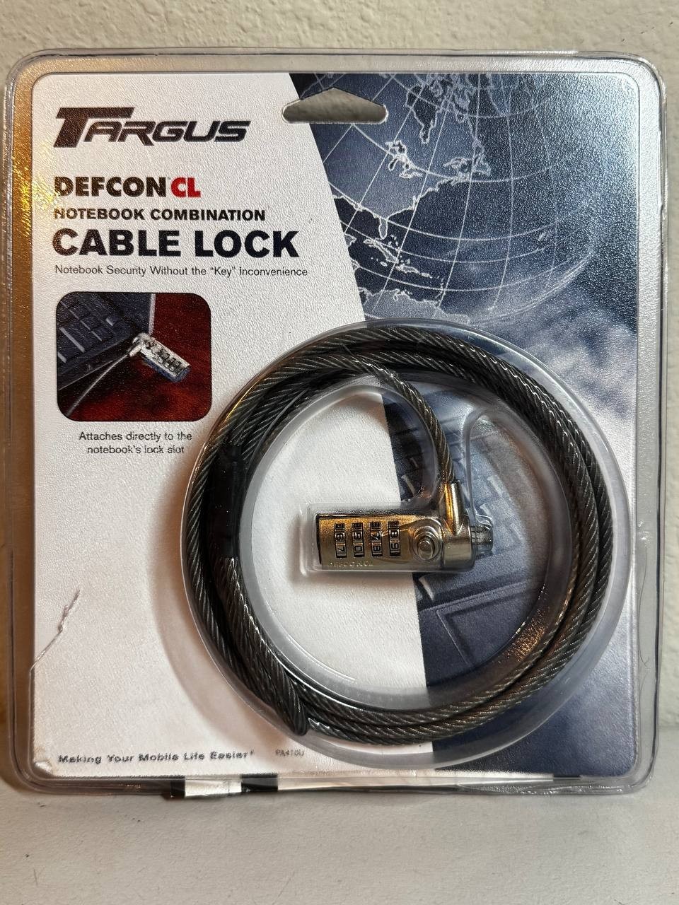 Targus DEFCON CL Laptop Notebook Combination Cable Lock PA410W Security Base Pla