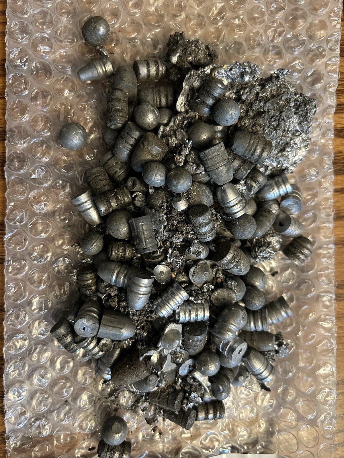 3 Lb. 10oz. Recovered Lead For Melting From Mishap Molding Of Ball & Maxi Slugs