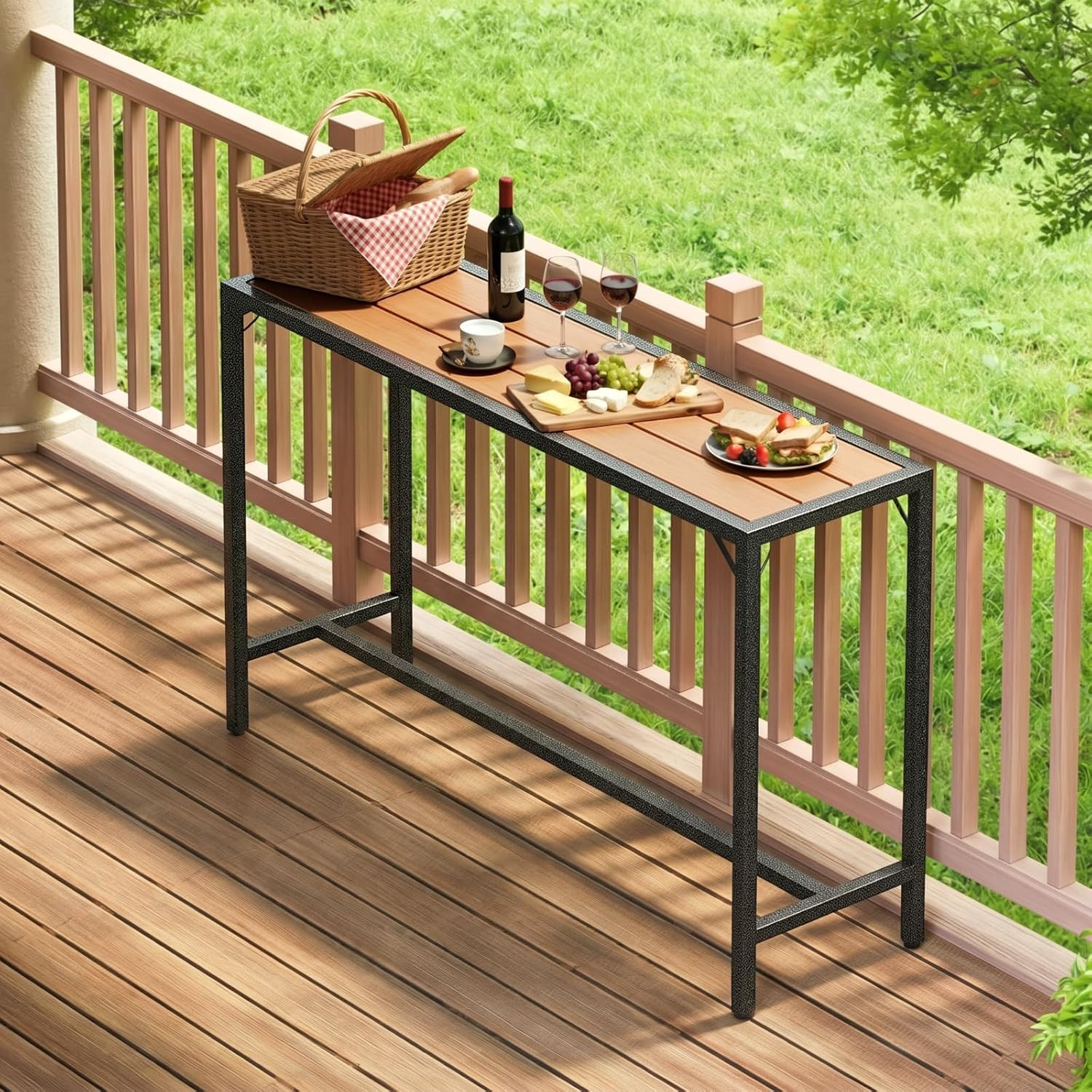 Outdoor Bar Table, 47" Patio Counter Height Table, High Top Furniture W/Hdpe Top