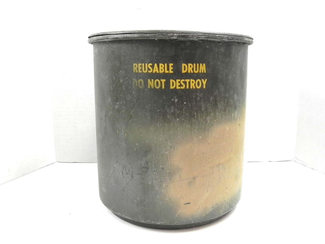 1950'S-60'S MILITARY REUSABLE DRUM CONTAINER ARMY GREEN OD #1 #MS-24347 no lid*