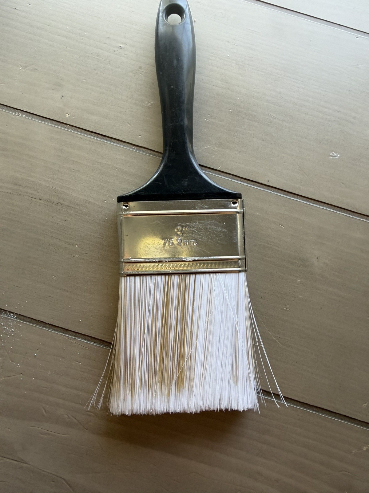 3" Flat Paint Brush Synthetic Bristles Medium, Black Plastic Short Handle