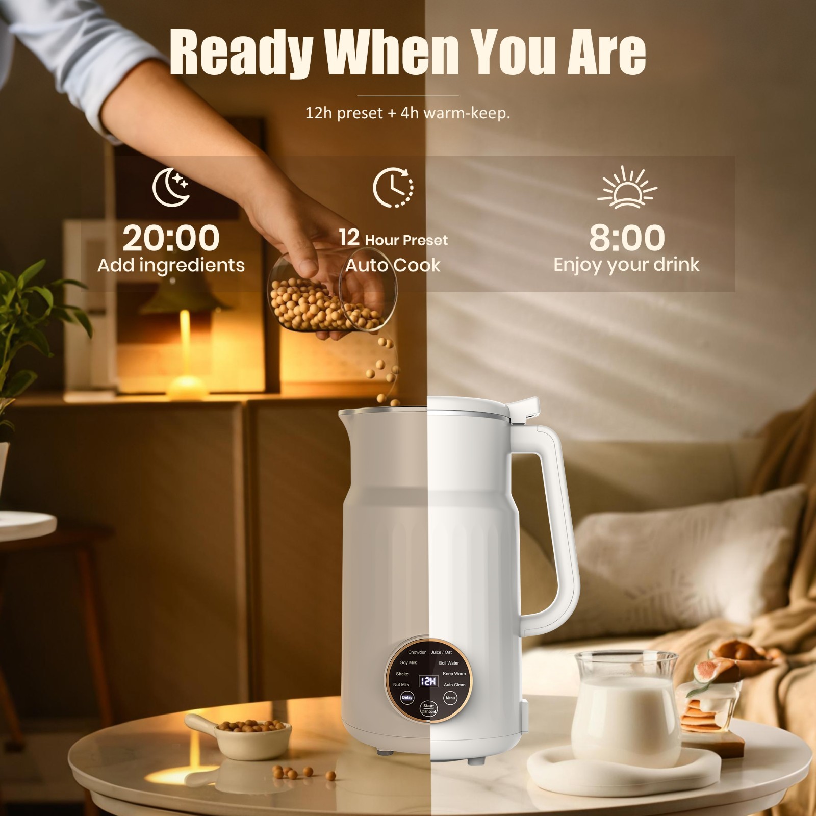 Moreblue 10-in-1 Automatic Nut Milk Maker, 35oz Soy Milk Maker Machine