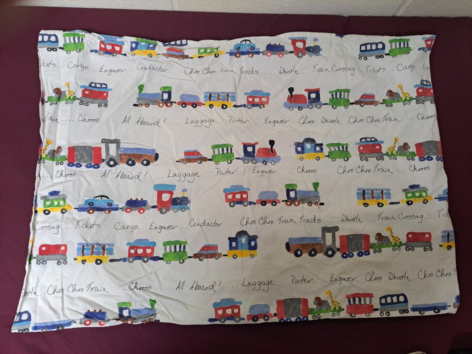 Pottery Barn Kids Choo Choo  Train  Standard Size Pillowcase