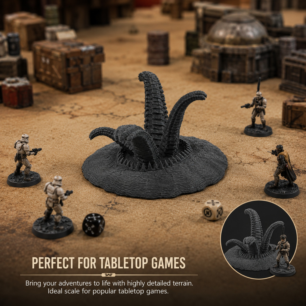 Alien Desert Monster Terrain Tentacle Miniature Sand Creature Tabletop Wargaming