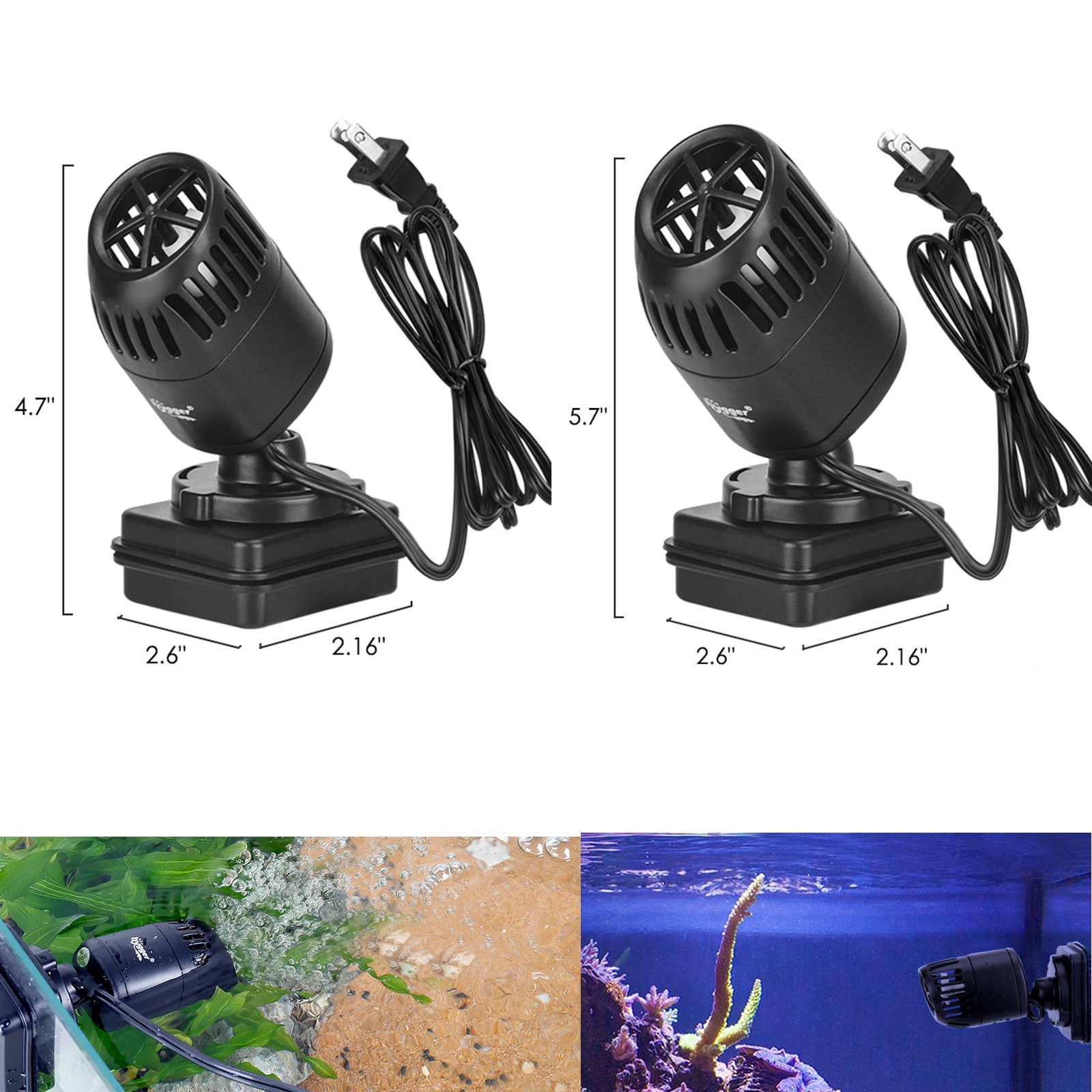 hygger Aquarium Wave Maker 530GPH 1056GPH 15-40-100Gal Reef Fish Tank Powerhe