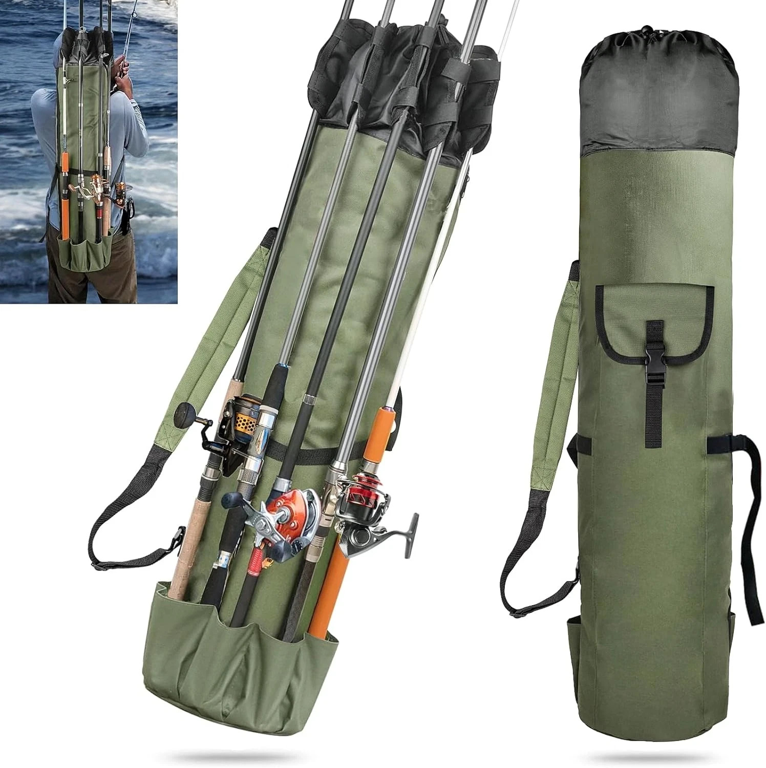 Mochila De Pesca Bolso Bolsa Para Ir A Pescar Fish Fishing Con Caja Y Portacanas