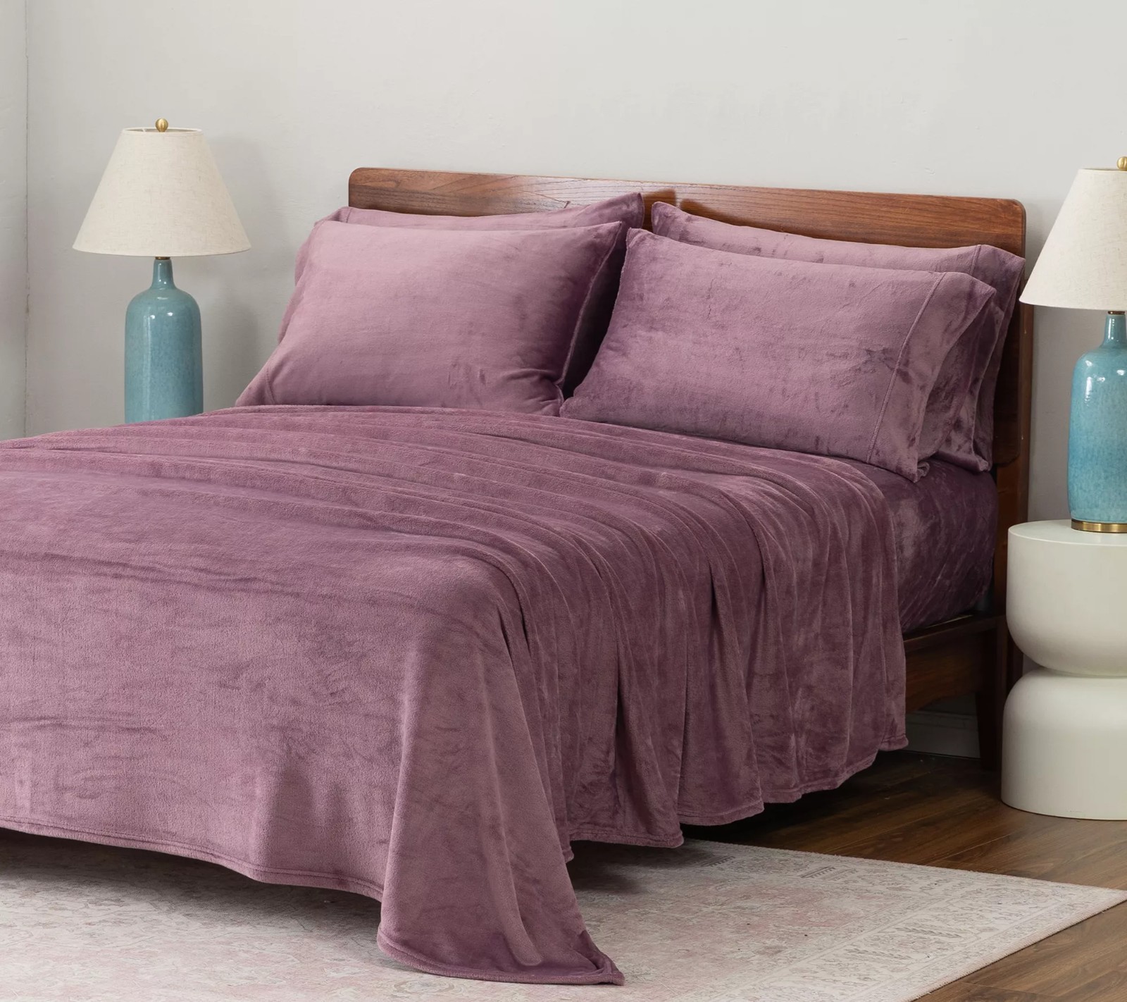 Berkshire Velvetsoft Sheet Set with Extra Pillowcases King Purple Color