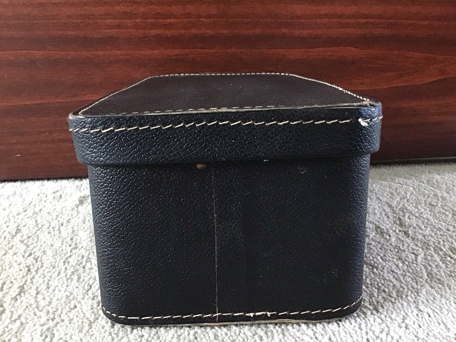Vintage Black Leather Hardcase Microscope Case with Red Corduroy Felt Interior