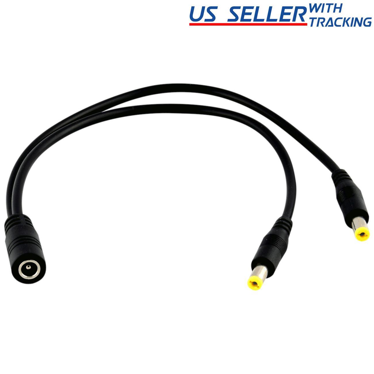 1:2 DC Power Splitter Cable Cord 1 Female to 2 Male 5.5x2.1mm Port Pigtals 12V