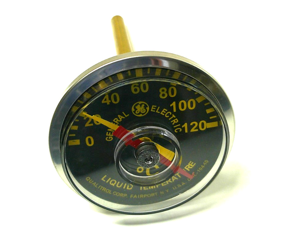 Thermometer 4" Face 6" Stem 0-120 Celsius 1/2" NPT Back  6" BRZ Thermowell 302B1