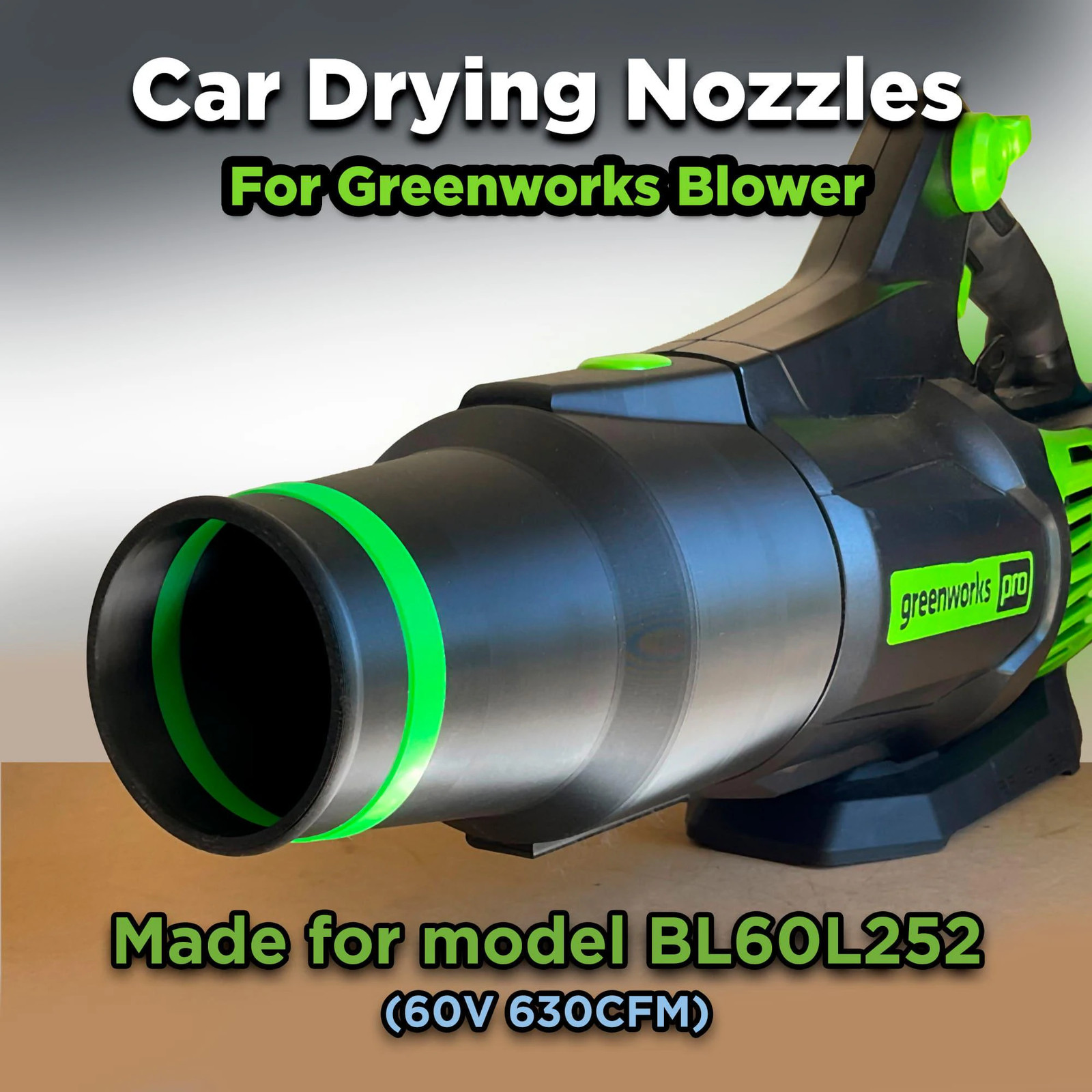 Car Drying Nozzles for Greenworks 60V 630CFM Leaf Blower Model BL60L252