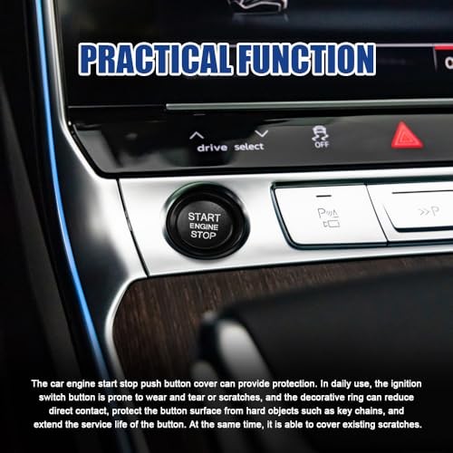 Car Push Start Button Cover, Engine Start Stop Button Cover, Alumninum Black