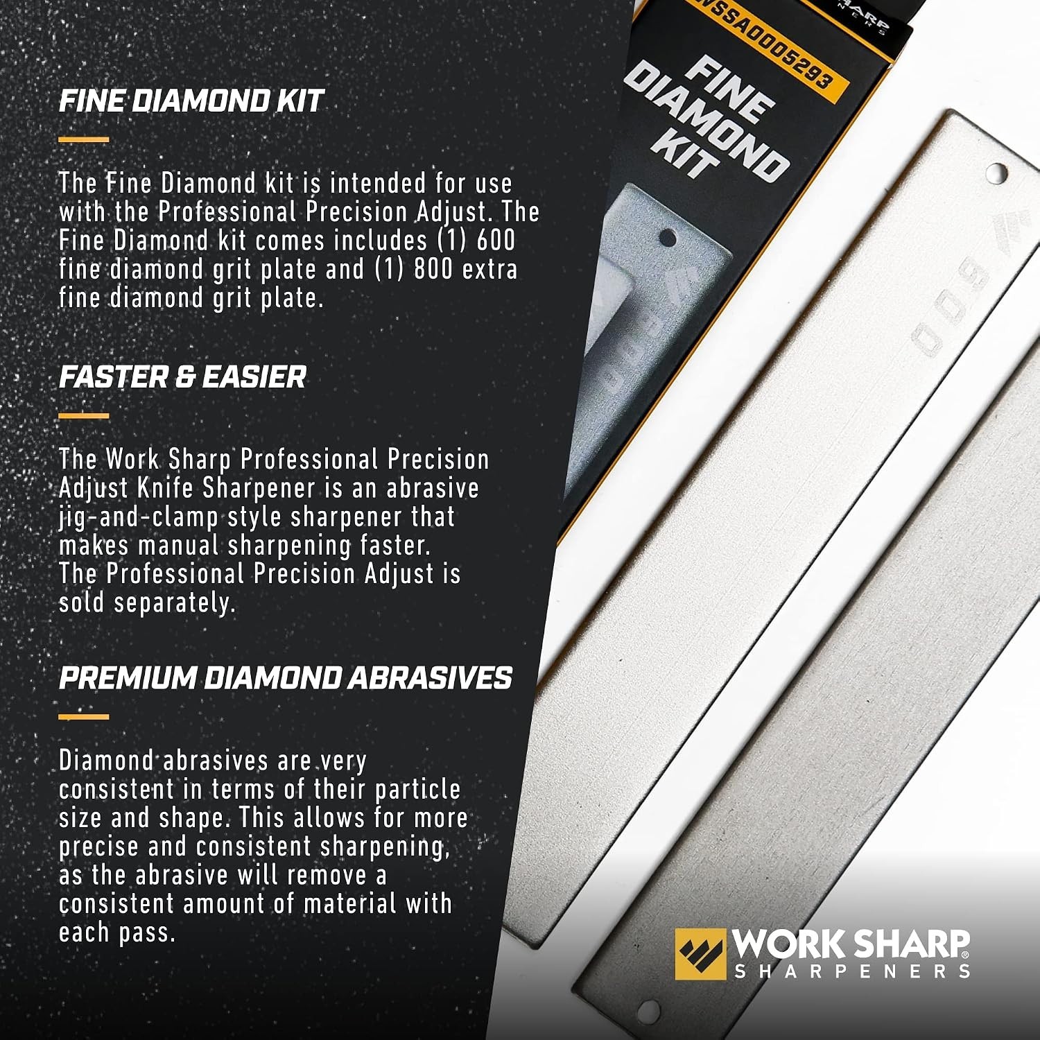 Work Sharp Precision Adjust Fine Grit Diamond Abrasive Kit | USA-Made Quality