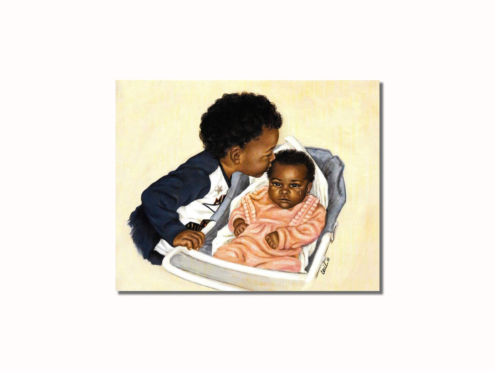 African American Black Big Brother with Baby Wall Picture 8x10 Art Print