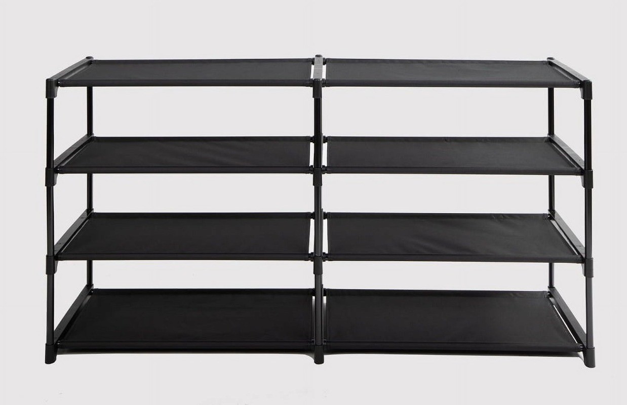 4-Tier Shoe Rack with Iron Poles and Plastic Connectors, Holds 24 Pairs of