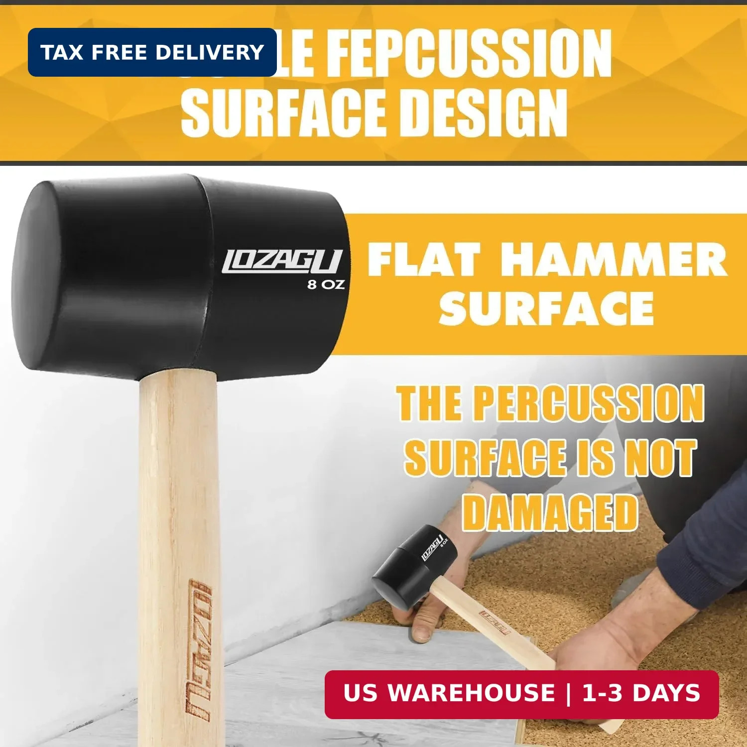 2-Pack Rubber Mallet Hammer Set, 8oz & 25mm Small Rubber Mallet Hammer Tool, Rub