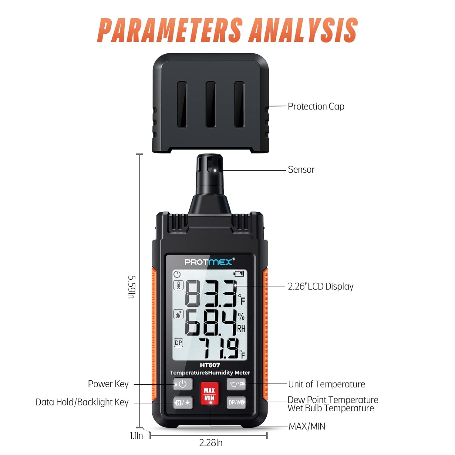 HT607 Temperature Humidity Meter High Precision Digital Hygrometer
