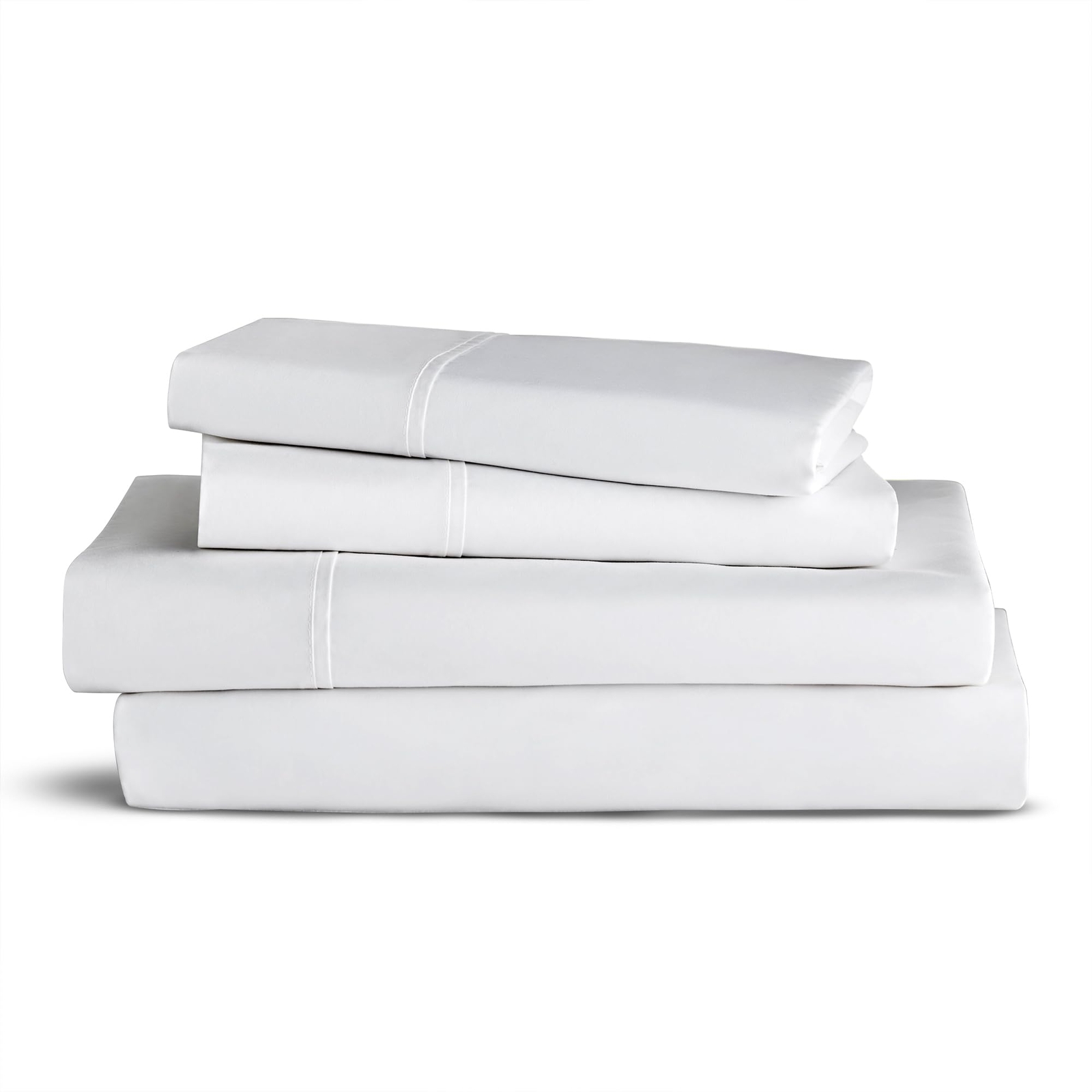 100% Cotton Sheets White Queen Bed 400 Thread Count Percale Weave Cooling She...