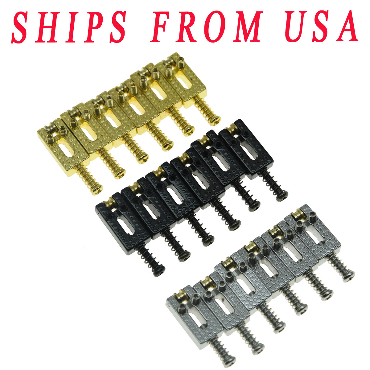 KAISH 6 Electric Guitar Tremolo  Roller Saddles Bridge Saddle Set for Strat&Tele