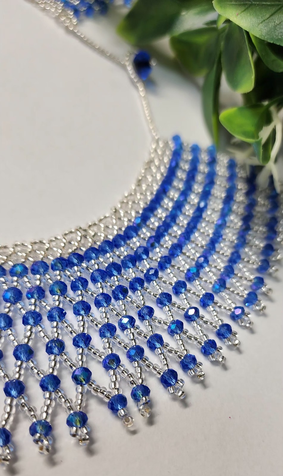 Blue Elegant See Beads Necklace