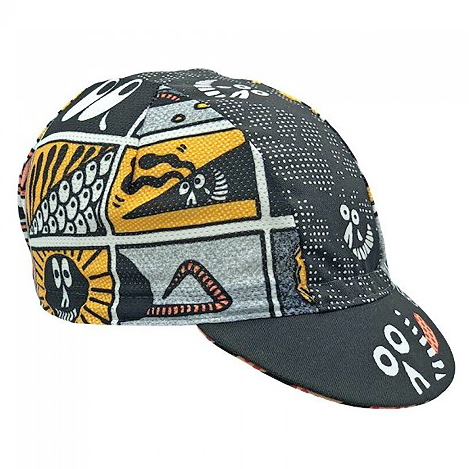 Cinelli Alley Mouse Cycling Cap - Italian Polyester, Art-Inspired Black/Yellow