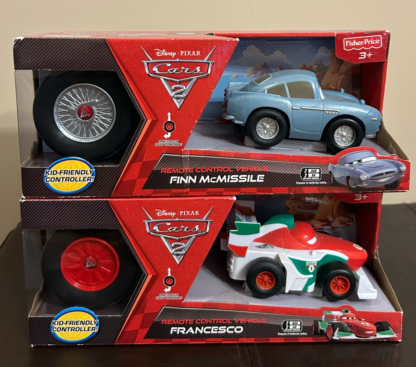 DISNEY PIXAR CARS 2 REMOTE CONTROL FRANCESCO & FINN MCMISSILE NEW RC FISHERPRICE