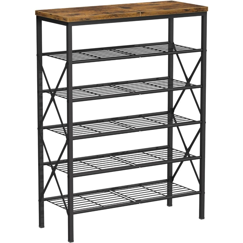 6 Tier Stackable Metal Shoe Rack Holds 24 Pairs Adjustable Shelf Organizer for