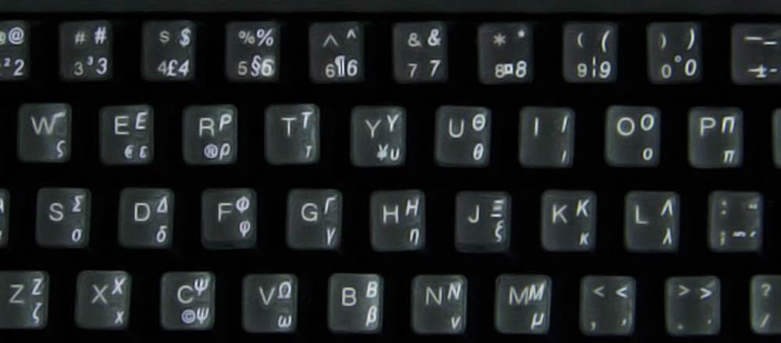 Greek Keyboard Stickers with Transparent Background with White Lettering for ...
