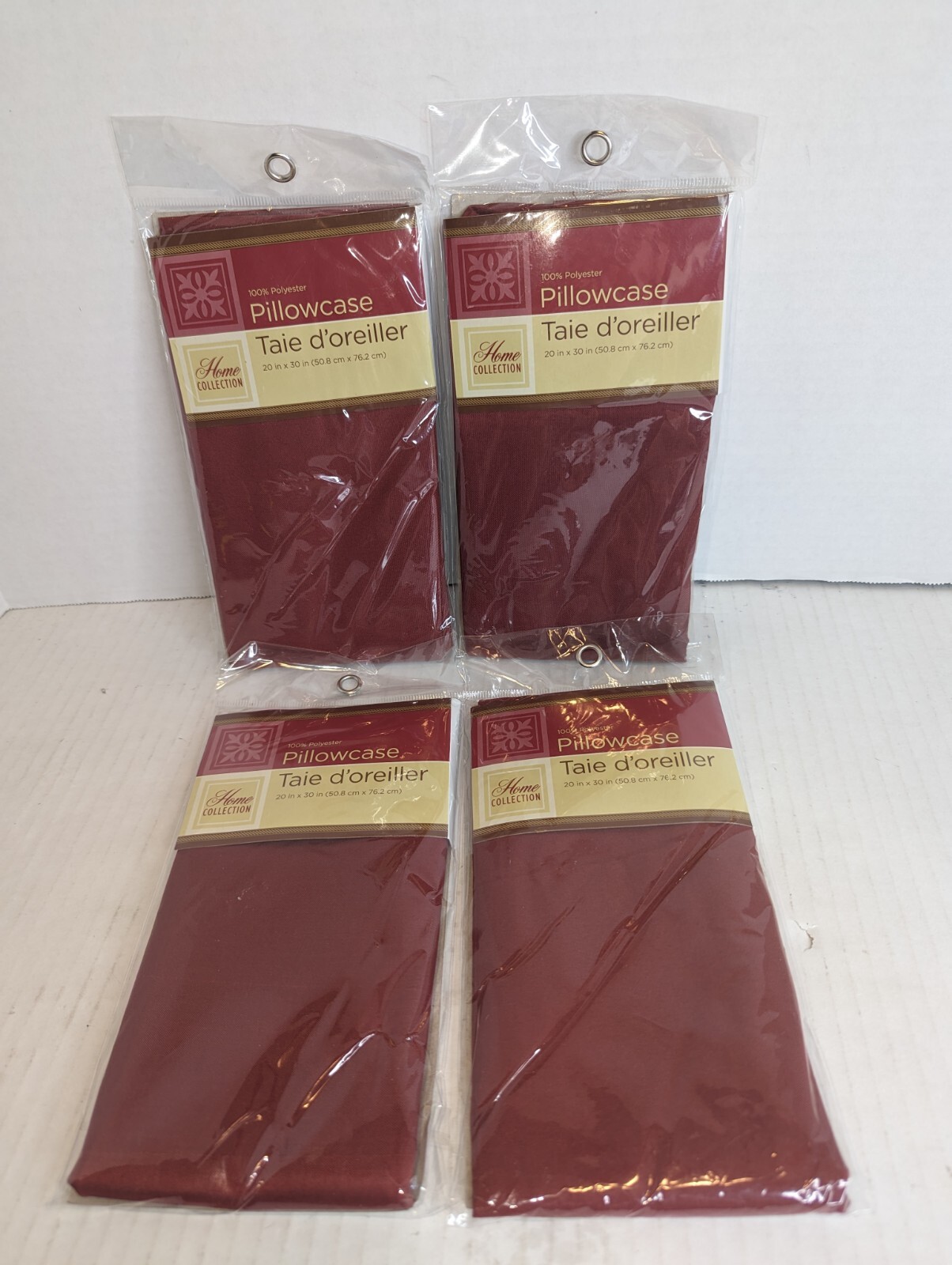 Home Collection Pillowcase Set Of 4 Red/Burgundy 20 In. X 30 In. 100% Polyester