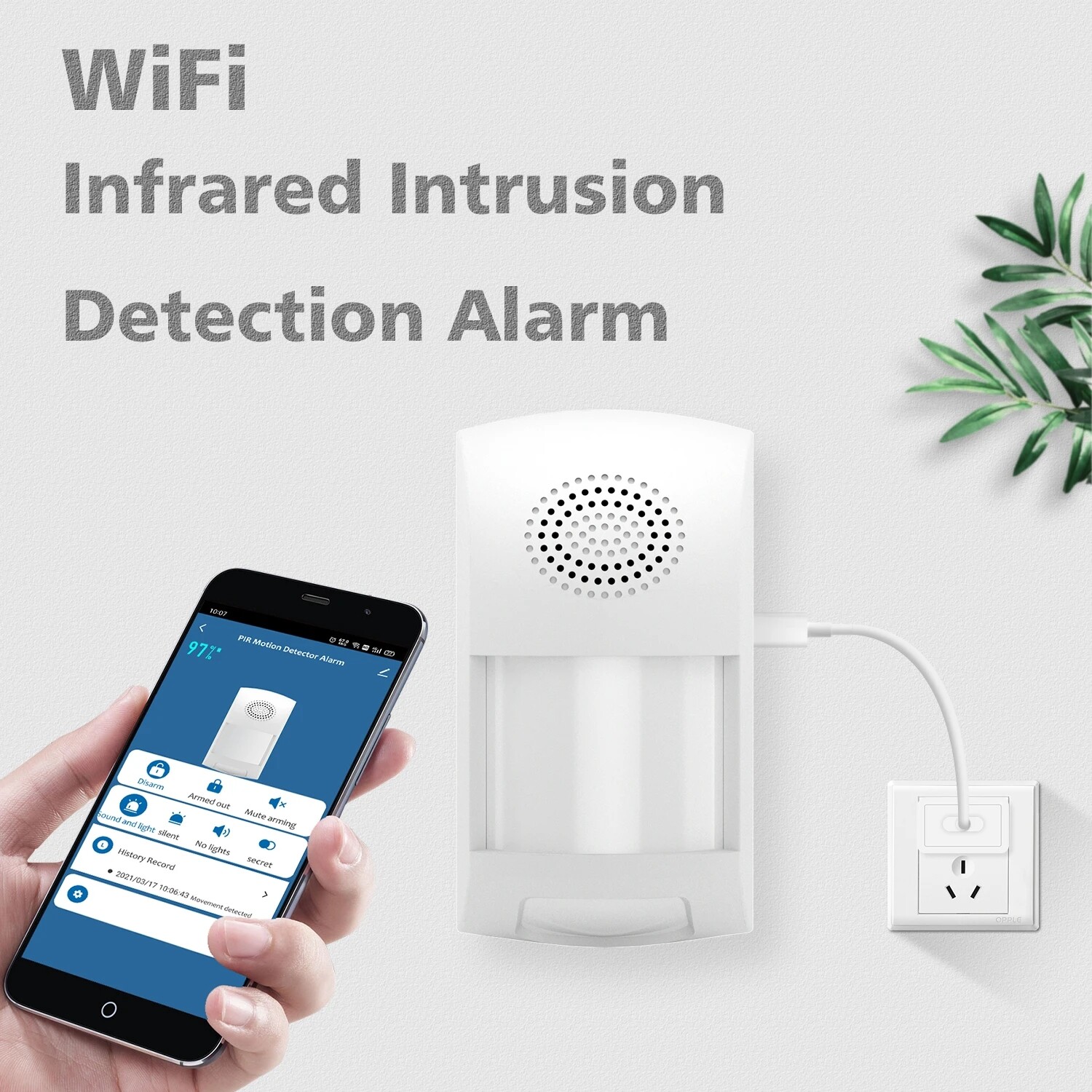 Smart WiFi Infrared Detectors Motion Sensor Alarm USB Powered  Anti-theft Alarm