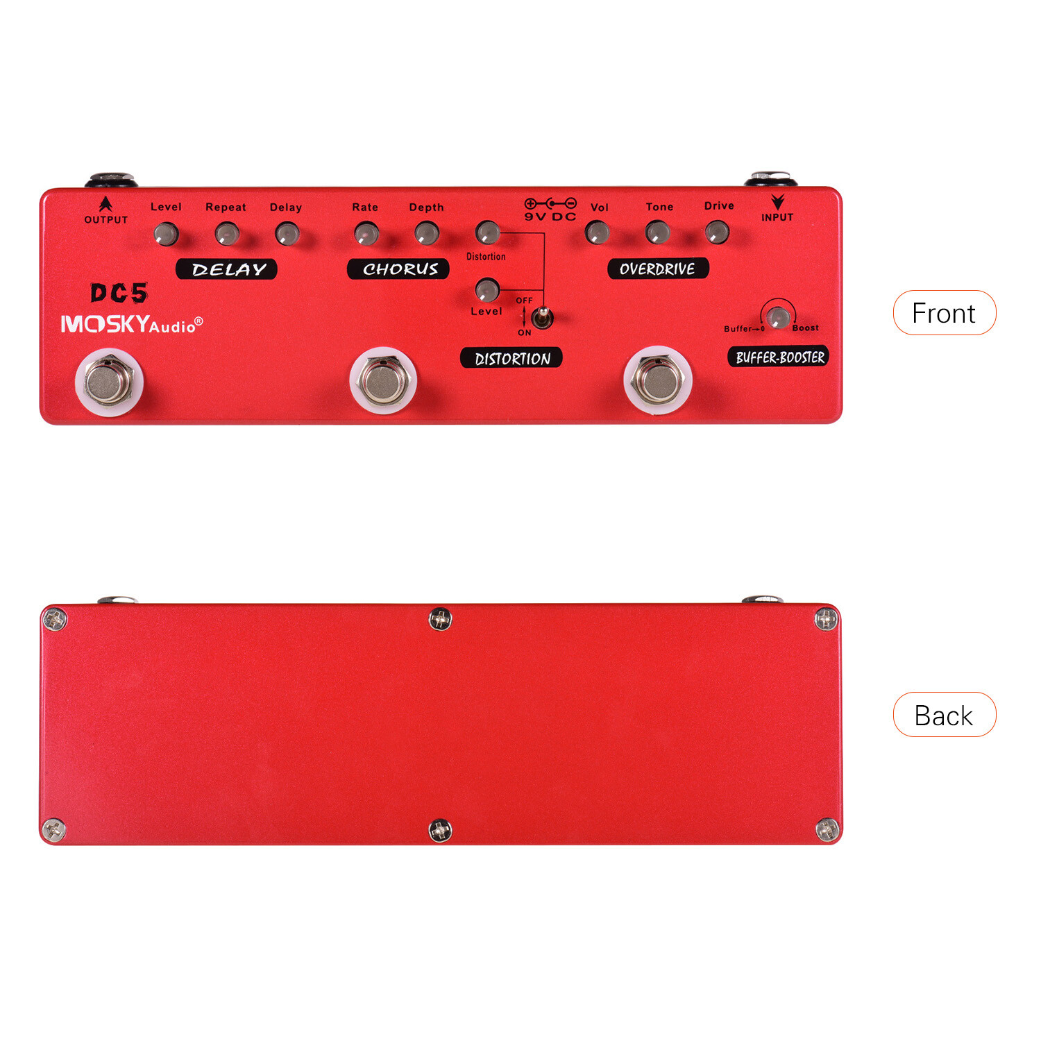 MOSKY Multi-Effects Pedal Delay Chorus Distortion Overdrive Booster Buffer Unit