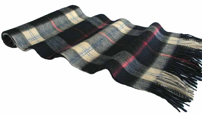 New 100% 2-Ply Pure Cashmere Plaid Scarf 62"x12" Men Muffler, Navy/Gray/Camel