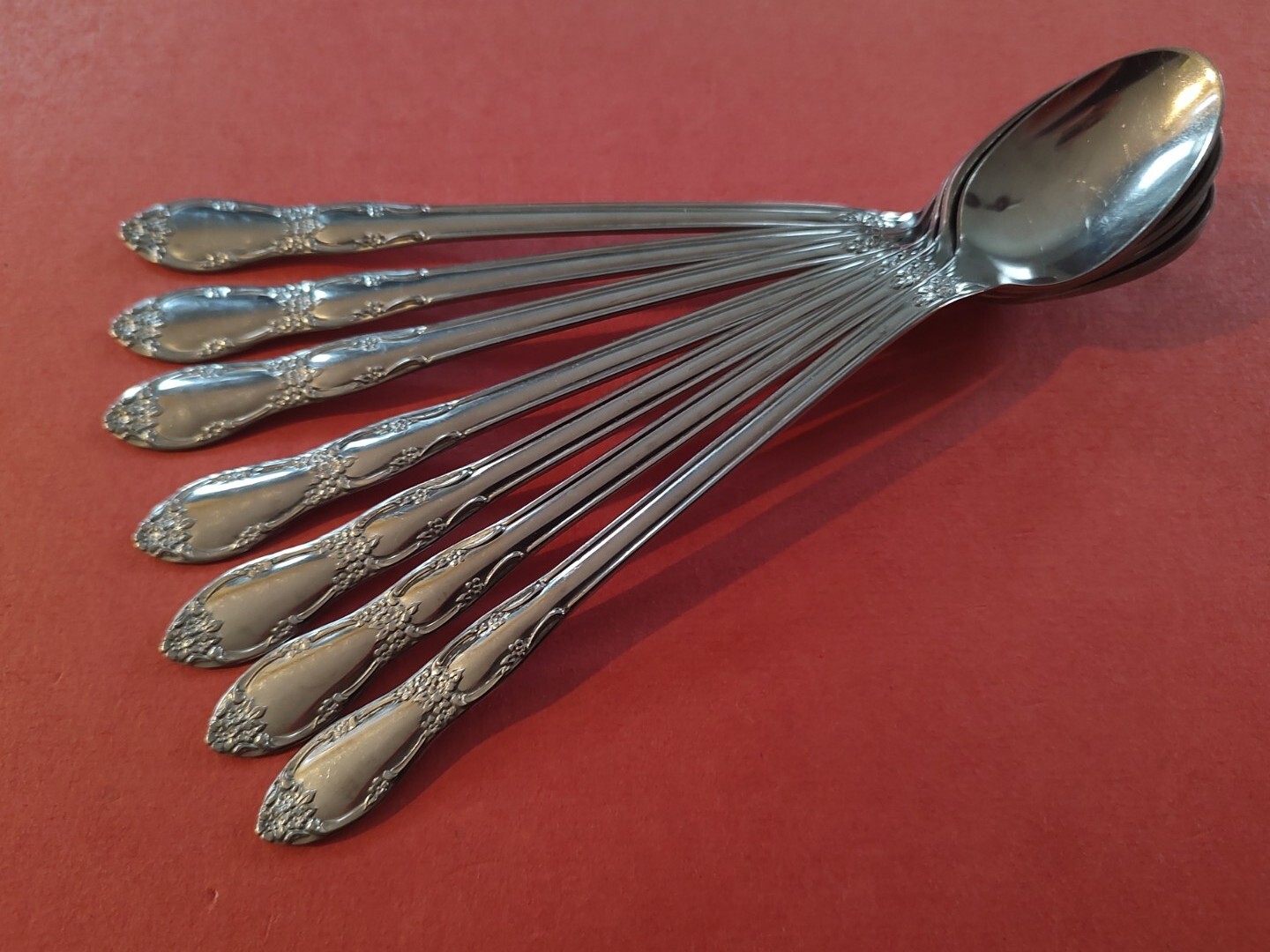 7 WM A Rogers FENWAY/DAYDREAM Stainless ICED TEA SPOONS 7 1/2" Oneida Free Ship