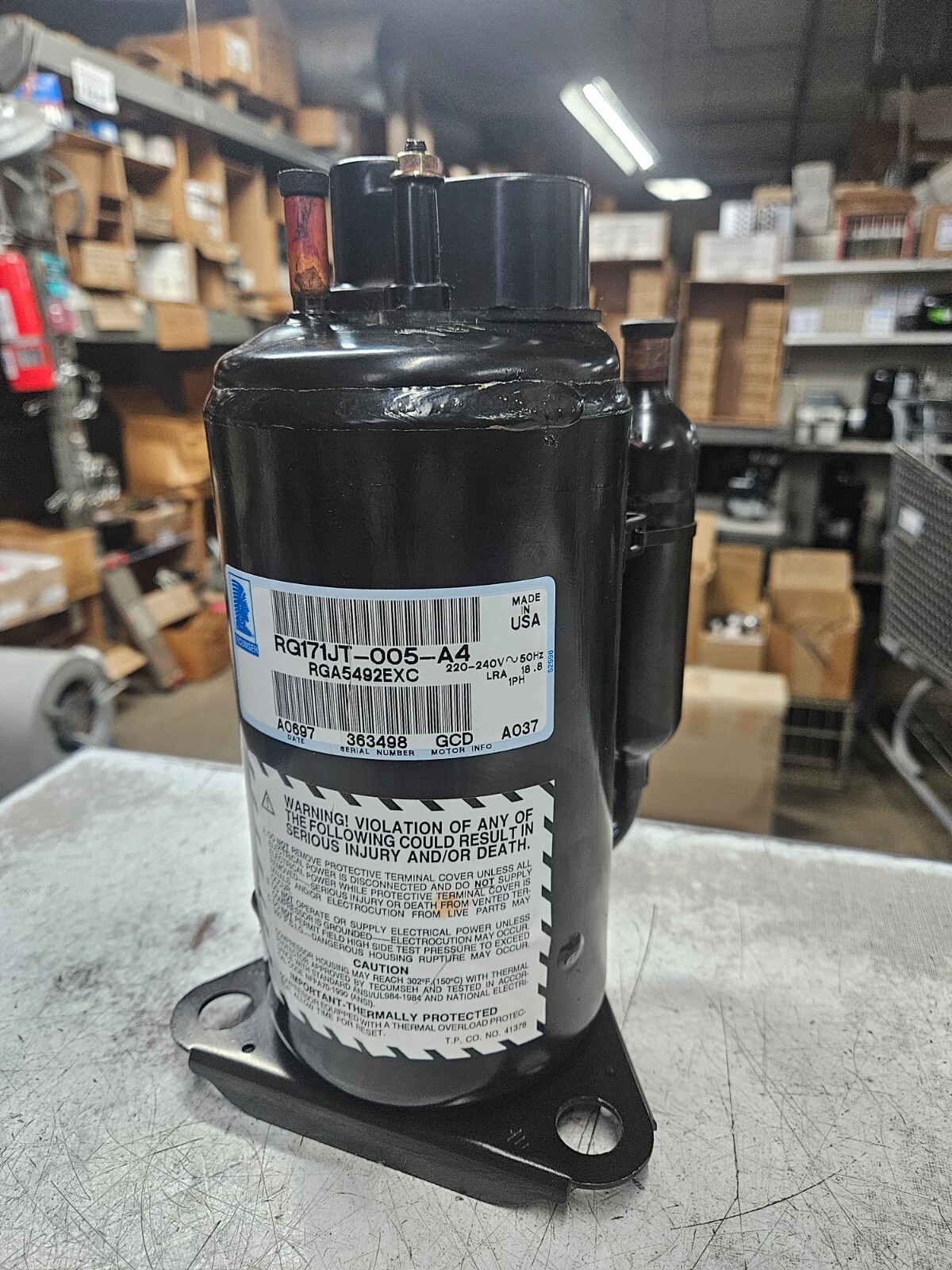 TECUMSEH RGA5492EXC (RG171JT-005-A4) 9,200 BTU 220-240V 1PH 50HZ R-TWENTY TWO AC