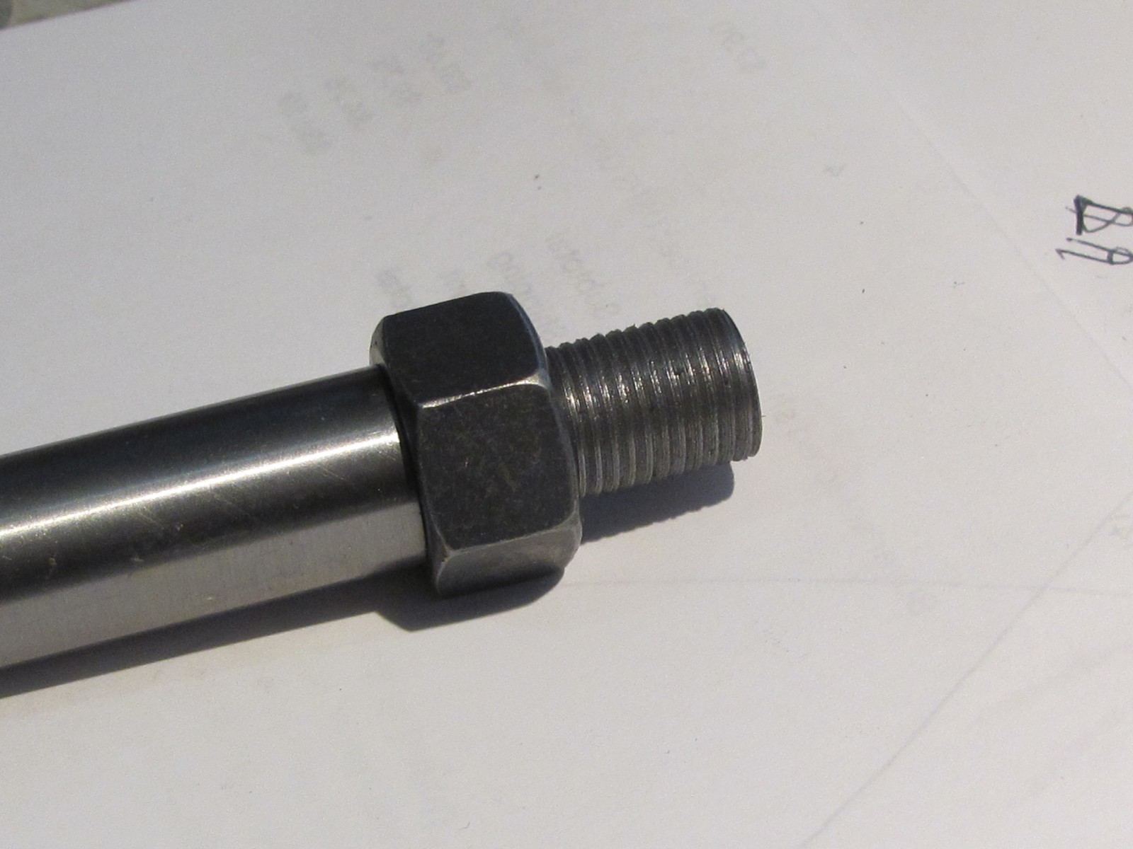 1" Steel Shaft (12" Long)  Turned to 3/4"  Threaded 3/4"-16  (Both Ends)