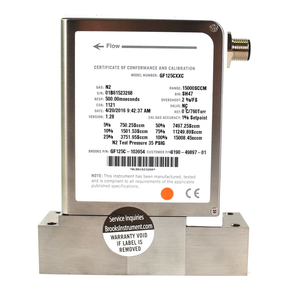 Brooks Instrument GF125CXXC Mass Flow Controller MFC N2 15000SCCM 15SLM