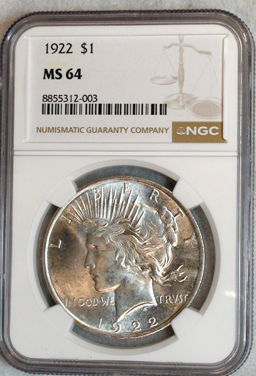 1922 P Peace Dollar NGC MS64 NEAR GEM UNCIRCULATED $1 Coin BUY IT NOW!