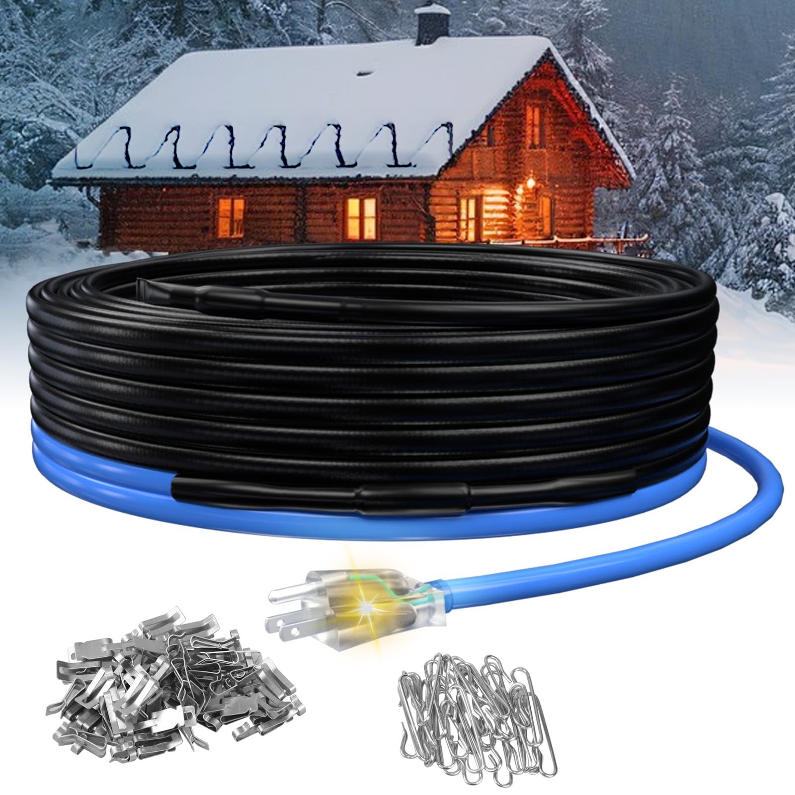 TOPDURE 160ft Heat Cables for Roofs and Gutters, 5w/ft, 160 Feet, 160 Feet