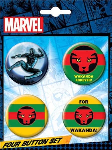 Marvel Comics Black Panther Wakanda Comic Art Images Round Button Set of 4 MOC