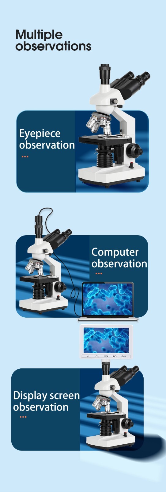 40 X -5000 X Trinocular LED Lab Compound Microscope with Double Layerwith electr