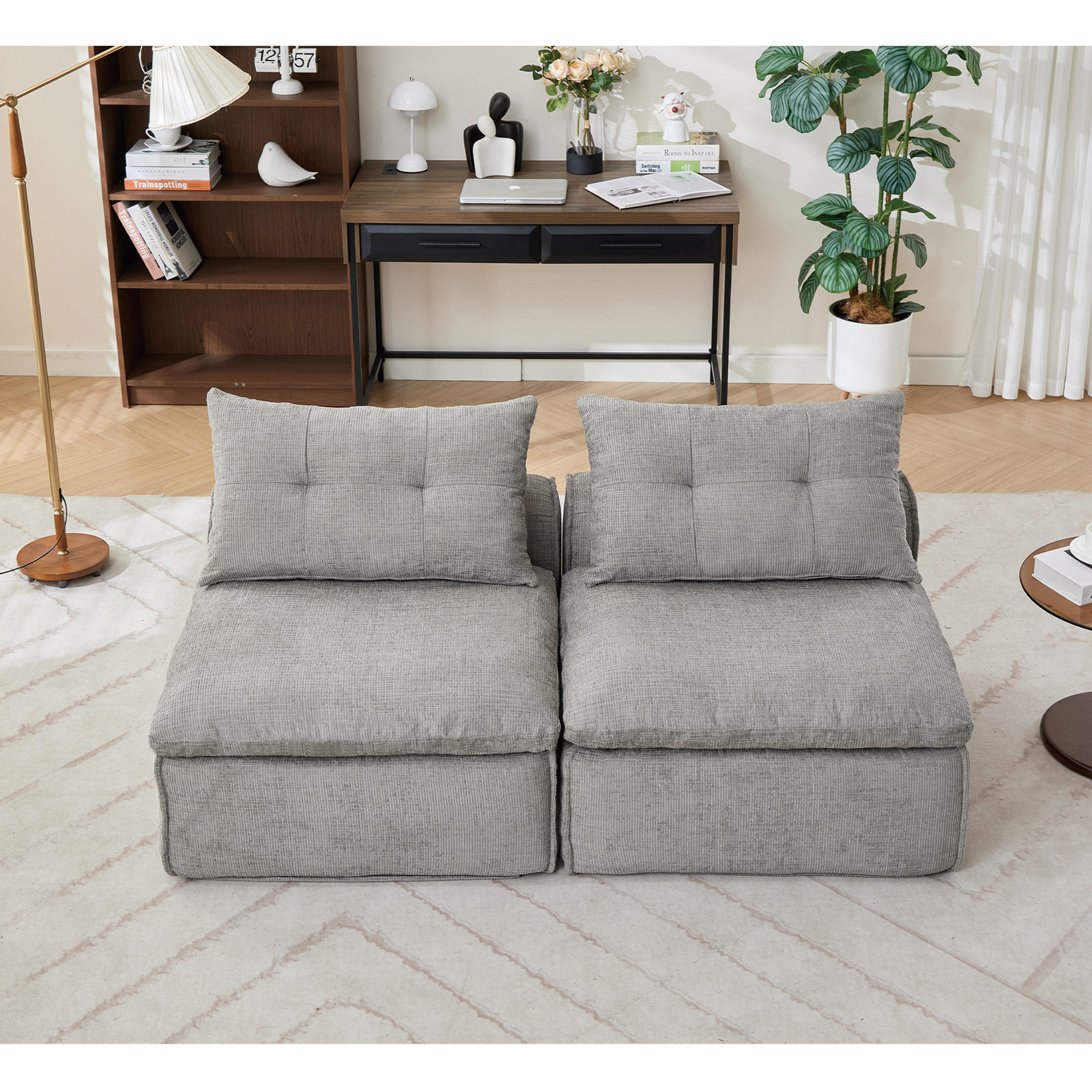 [NEW ARRIVED] [VIDEO PROVIDED]Modular Sofa,No Armrests,At will DIY, Chenille Fab