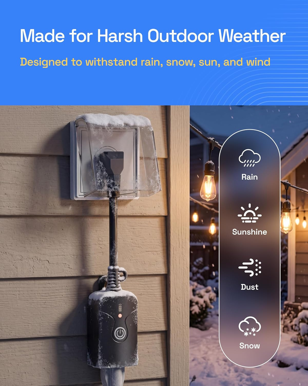 Remote Control Outlets Outdoor Waterproof Indoor Wireless Light Switch | 3-Prong