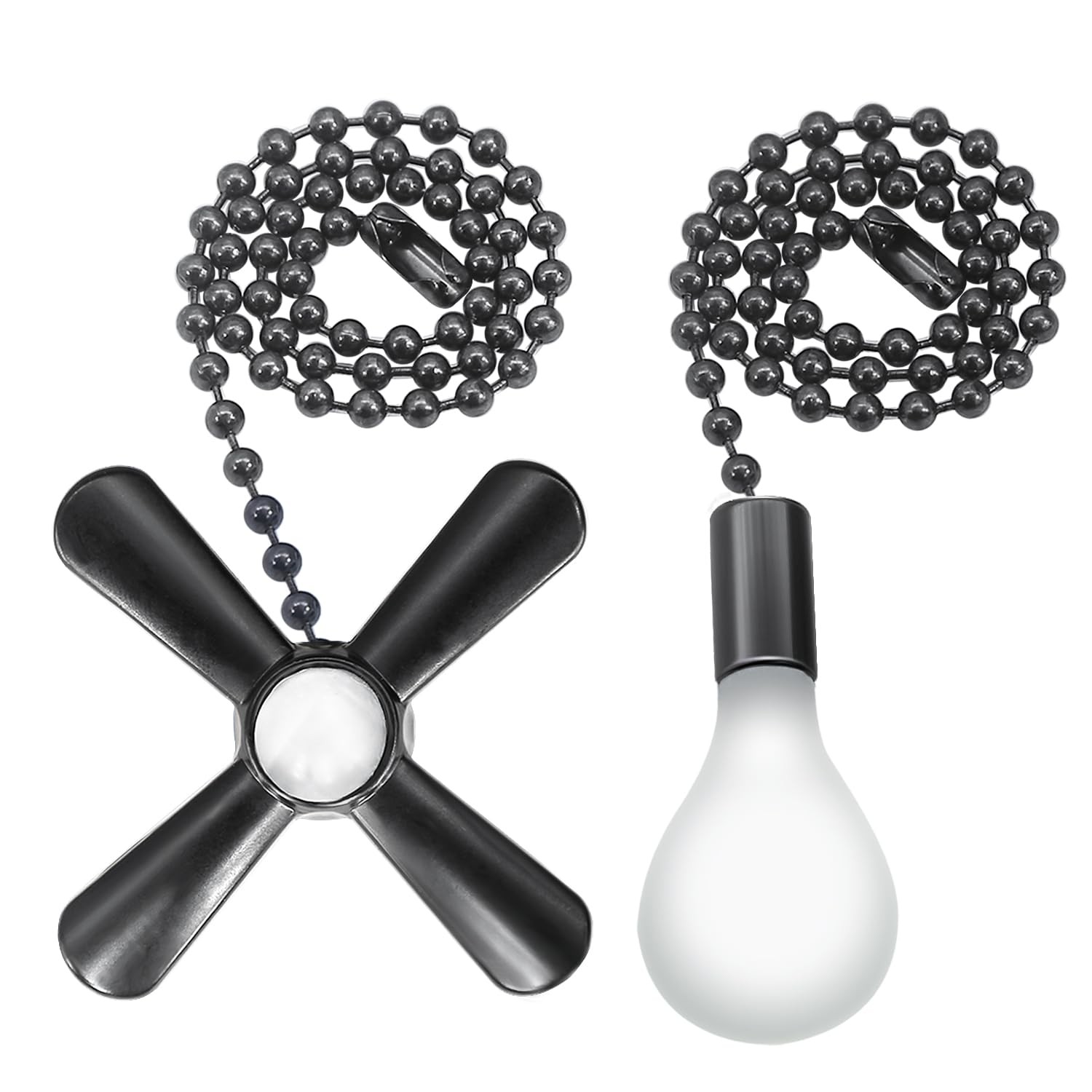Dotlite Black Ceiling Fan Pull Chain Set, 2Pack 3mm Diameter 12 inches,
